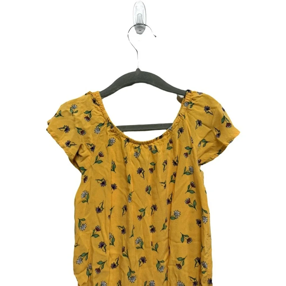 The Children's Place Girls Yellow Floral Romper Size 5/6 Wildflower Print